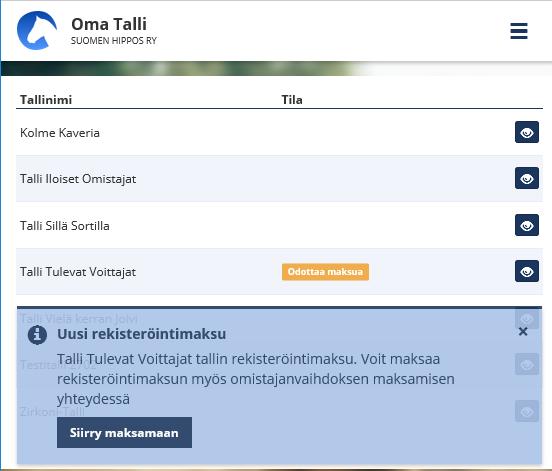 Voit muokata nimeä ja lähettää tallinimen uudelleen hyväksyttäväksi.