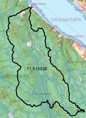 50 Tuotosta oli tarkoitus hyödyntää vesiensuojelurakenteiden suunnittelussa. Tätä tarkoitusta varten työhön lisättiin vielä SMK:n pienten vesiuomien valuma-alueiden määritystyökalu.