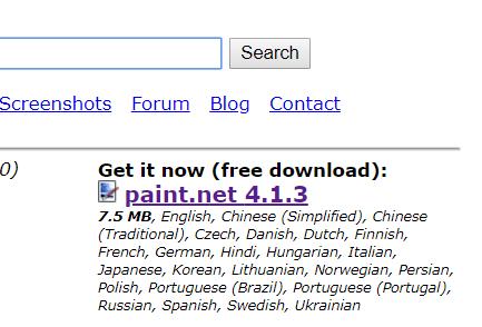 Valinnan jälkeen aukeaa Paint.net kotisivu.