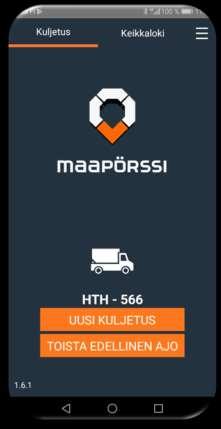 - Kuljettaja syöttää operatiiviset kuljetustiedot kuljetusapplikaatioon.