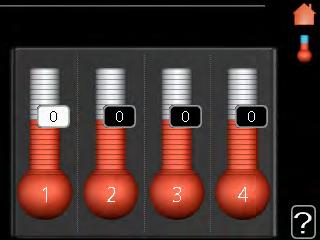 1.1 lämpötila Jos talossa on useita lämmitysjärjestelmiä, tämä näytetään näytössä jokaisen järjestelmän omana lämpömittarina. Valikossa 1.