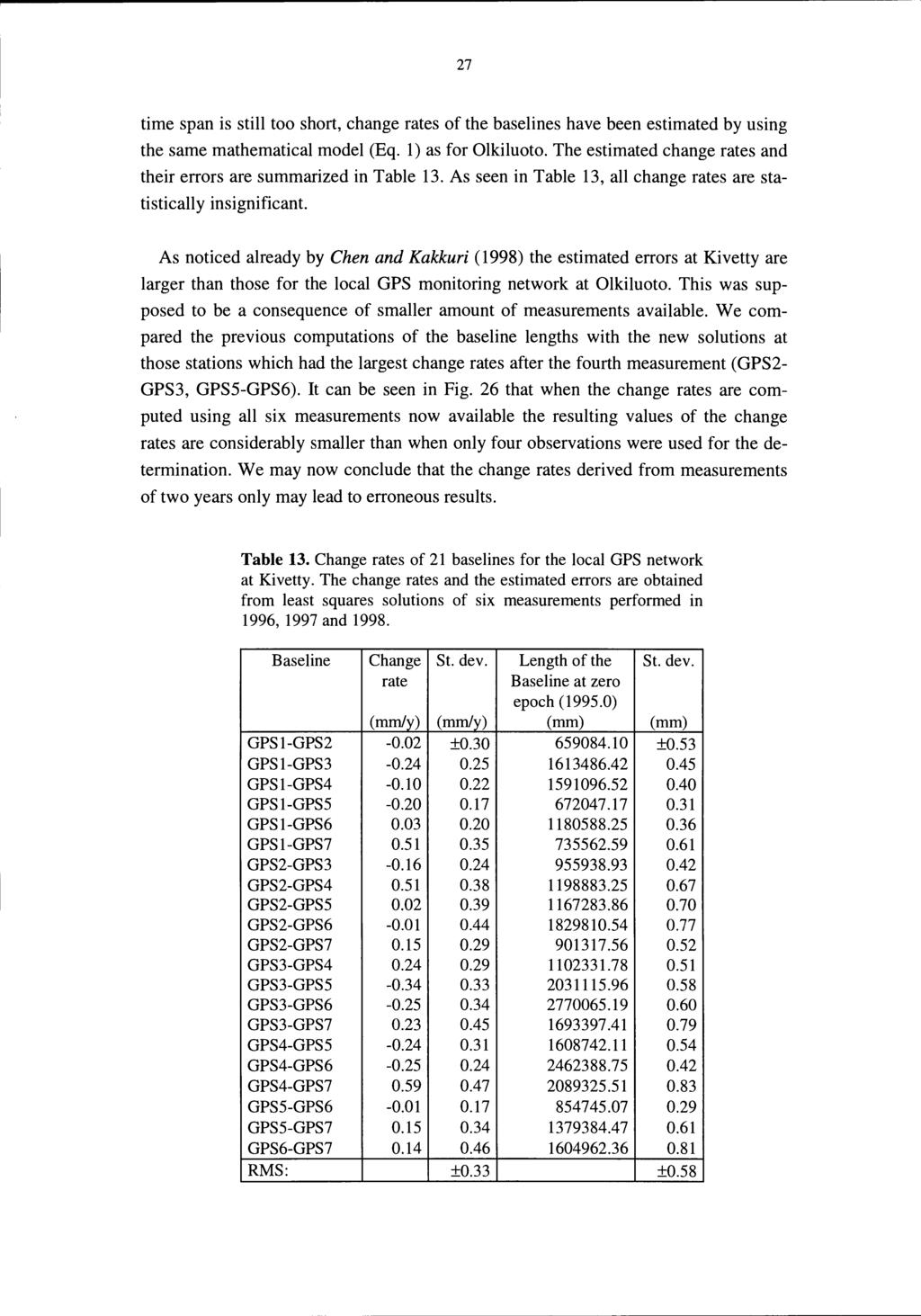 27 time span is still too short, change rates of the baselines have been estimated by using the same mathematical model (Eq. 1) as for Olkiluoto.