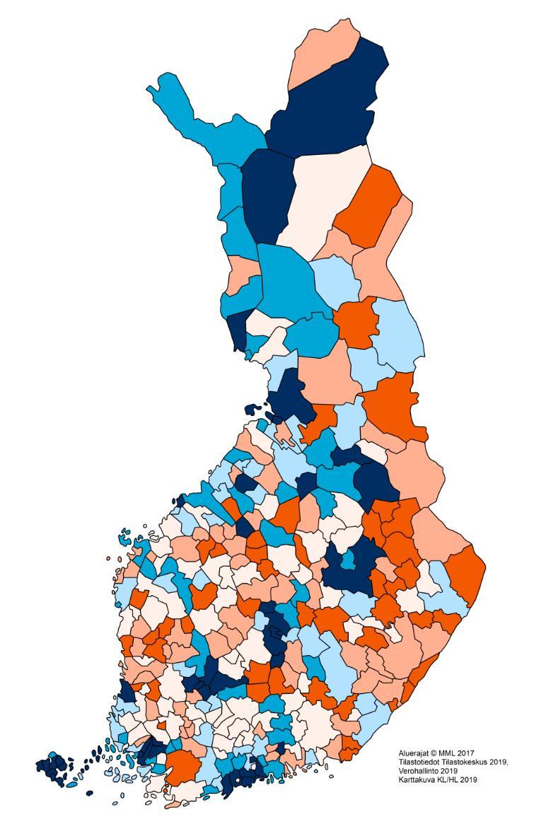 Elinvoiman muutos kunnittain 2016-2017* (* uusimmat saatavilla