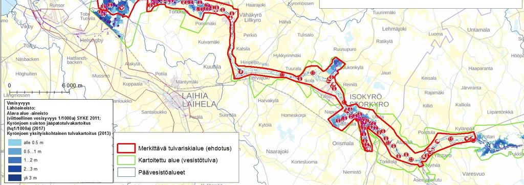 käsittelylaitos, jätevedenpuhdistamoja, eläinsuojia, polttonesteiden jakeluasema ja 26 jätevedenpumppaamoa 5 Muut perusteet: aiemmin esiintynyt tulvia yleiseltä kannalta katsoen vahingollisin