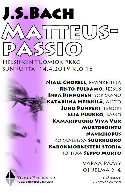 J.S. Bach: Matteus-passio Helsingin tuomiokirkossa Palmusunnuntaina 14.