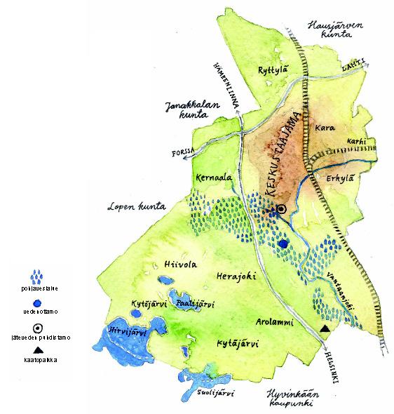 5 1. YLEISTIETOA RIIHIMÄESTÄ Riihimäki sijaitsee I ja II Salpausselän välissä.