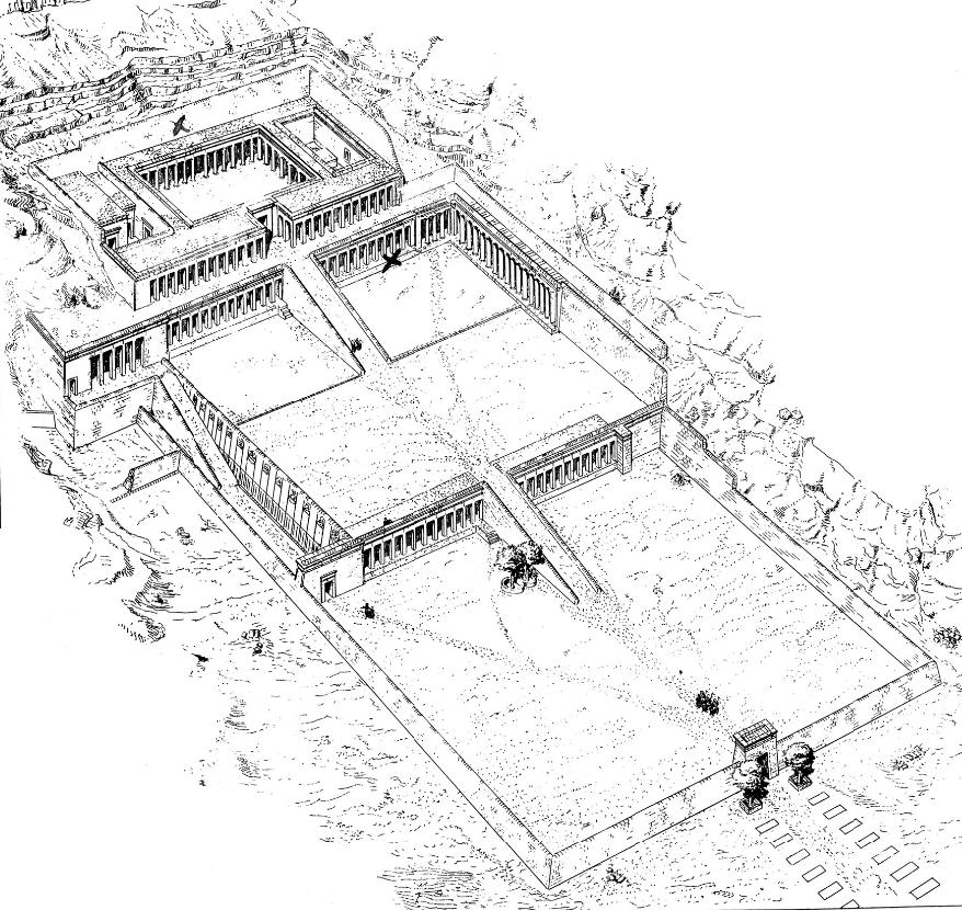4.3. Kiveen kaivetut Vaikka edellä mainittu arkkityyppi oli yksinkertaisuudessaan yleisin temppelirakenne Egyptissä, sovellettiin sitä kokeellisemmissakin muodoissa.