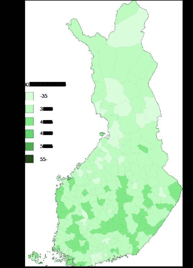 2. Suomen Kirkonkylien Nykytilanne Vuosien 1990 ja 2018 va lilla Suomen kuntien ma a ra on pudonnut 149:lla 1.