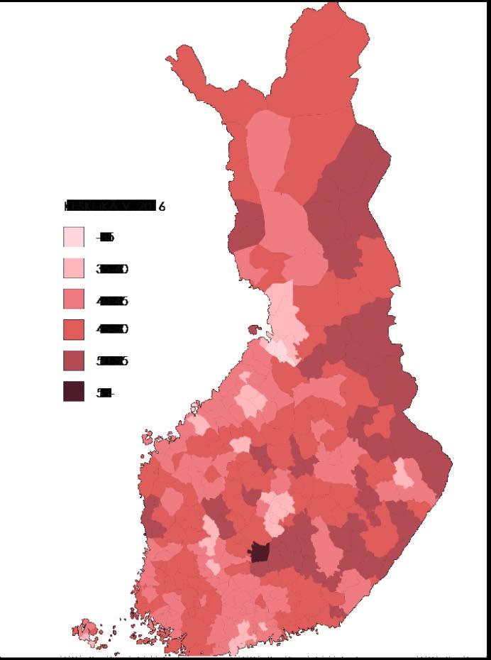 Yli kuudenkymmenen kunnan asukkaiden keski-ika ylitta a 50 vuoden; vuonna 1990 ta llaista tilannetta ei ollut yhdessäkään