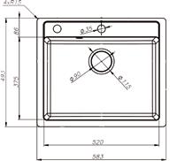 1 KPL 11080 493 375 Ø 90 Ø 115 4xR15 520 583 BARIO 1½ -altainen ulkomitat: 600 x 500 mm upotusreikä: 572 x 473 mm altaan syvyys: