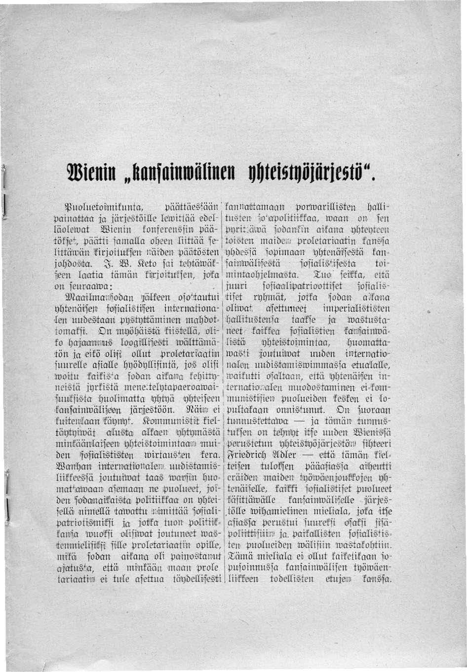 ~Bienin.konfoinmälinen QOtelstljöjärjestö u $uo'ructoiluifuula., päädtä~;ooll. (Ollll'abta.Iltll.11l1 j)onuariai~t('n r,omt>qillnttito ia järj~töi[(' lcl1litföä ebel- tumctt ~' (l'porhiiffaa, maon Dl!