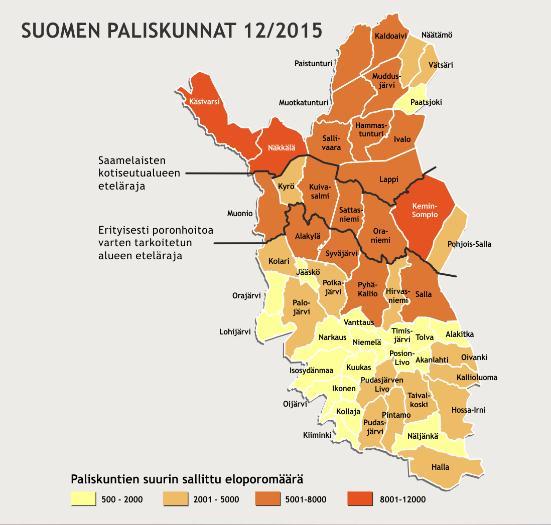 26 4.2 Poronhoito Suomessa Poronhoito on tärkeä elinkeino Pohjois-Suomessa. Poronhoitoalueen määrittelee poronhoitolaki (848/1990).