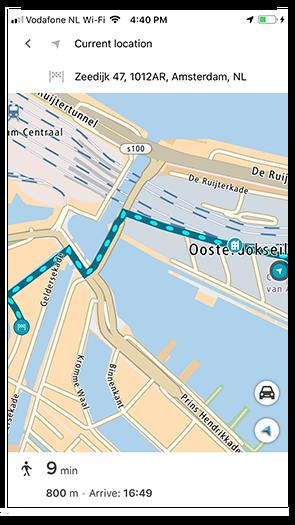 TomTom MyDrive -sovellus opastaa sinut määränpäähäsi kävelyreittejä pitkin. Huomautus: Kävelyreitti on käytettävissä vain, jos olet alle kahden kilometrin päässä lopullisesta määränpäästäsi.