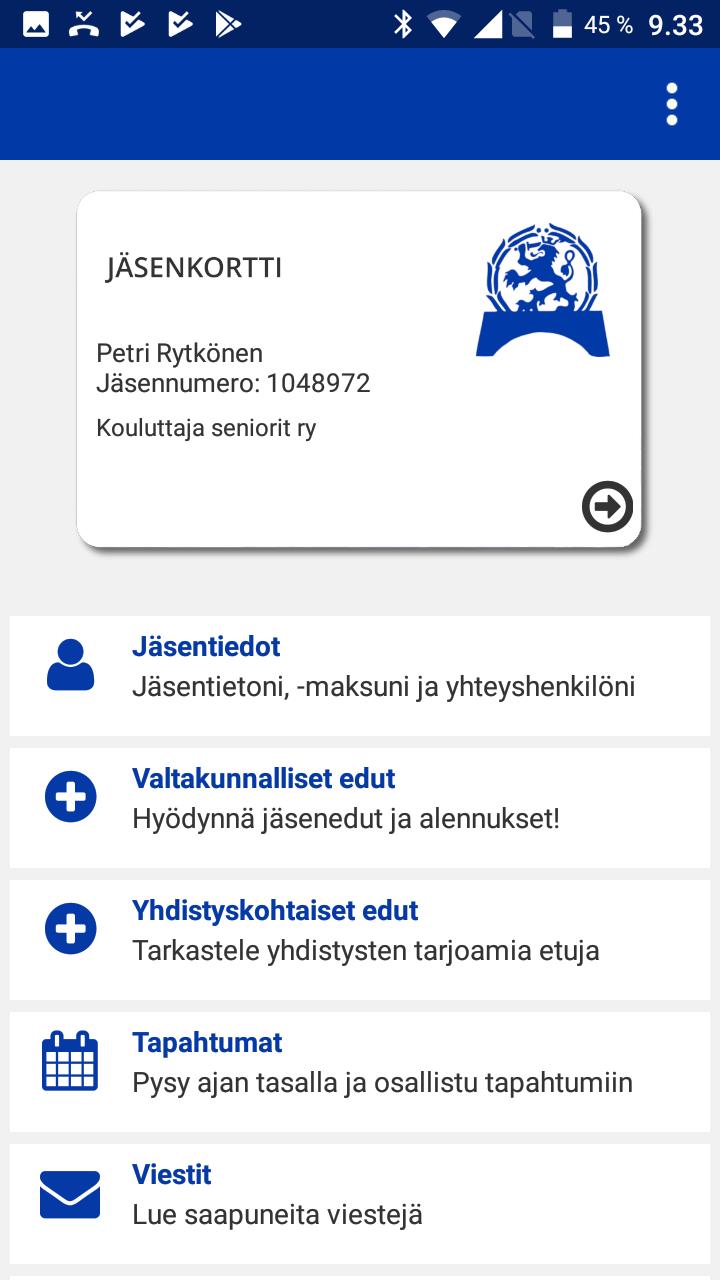 Applikaation lataaminen ja siihen kirjautuminen Tämän jälkeen sinulle avautuu