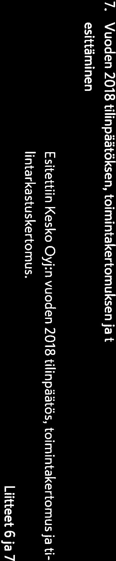Pääjohtajan katsaus Pääjohtaja Mikko Helander esitti katsauksen Kesko-konsernin toimin taan. Pääjohtaja Mikko Helanderin esitys on pöytäkirjan liitteenä. 7.