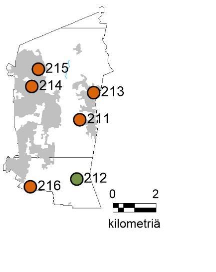 KERAVA 5 taajama-alaa 1 tausta-ala poistuvia tausta-aloja 0 Bioindikaattoriseurannan havaintoalat Keravan kaupungin
