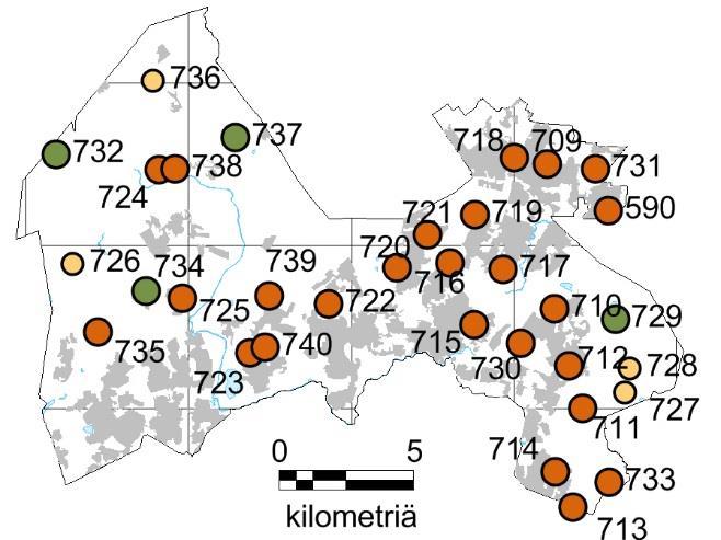 VANTAA 25 taajama-ala 4 tausta-alaa poistuvia tausta-aloja 4 Bioindikaattoriseurannan havaintoalat Vantaan kaupungin alueella.