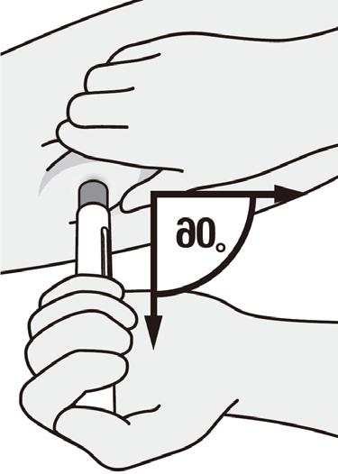 Det är också normalt att se luftbubblor. Steg 5 Ta tag i injektionsstället Ta INTE bort nålskyddet förrän du är redo att injicera. Dra nålskyddet rakt av injektionspennan, böj INTE nålskyddet.