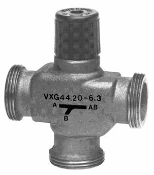 6 Kolmitieventtiilit ulkokiertein, PN 6 VXG Pesä punametallia CC9K (Rg5) DN 5DN 0 k vs 525 m 3 /h Tasotiivisteliitännät ulkokiertein G / ISO 228/
