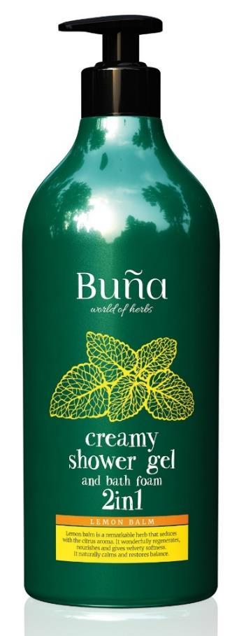 Buña 2 in 1 Suihkugeeli ja Kylpyvaahto 730 ml Sitruunamelissa Eteerinen öljy rentouttaa ja rauhoittaa aisteja. Kosteuttaa syvältä ja tekee ihosta samettisen pehmeän.