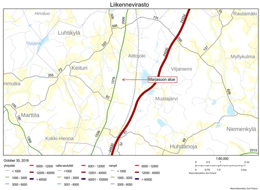 Liikenne VE2 Marjasuo Liikennöinti hankealueelle tapahtuisi seututien 140 (Vanha Helsingintie) kautta. Hankealue sijaitsee Vanhan Helsingintien varrella.