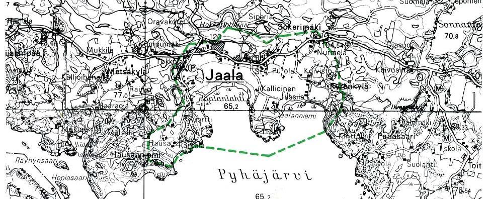 Kuva 5. Jaalan kirkon kylä on huomioitu Suomen ympäristökeskuksen vuonna 1995 laatimassa inventoinnissa valtakunnallisesti arvokkaaksi maisema-alueeksi.