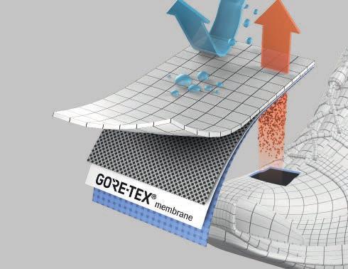 Vedenkestävä nahka siirtää vesihöyryä ulospäin, mikä lisää kengän käyttömukavuutta. Erinomaista suorituskykyä säästä riippumatta.