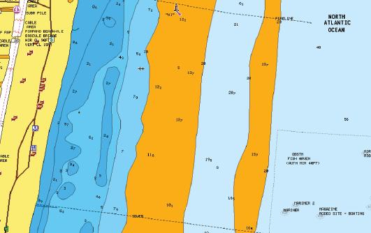 Punaista nuolta käytetään, kun vuorovesi nousee, ja sinistä nuolta, kun se laskee. Ú Huomautus: Kaikki numeroarvot näytetään kyseisen järjestelmän mittayksiköissä, jotka käyttäjä on määrittänyt.