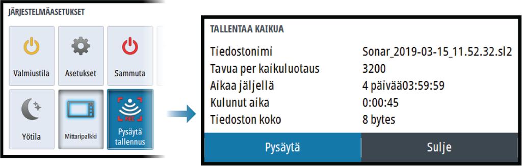 Kaikuluotainkuvan asetusten määrittäminen