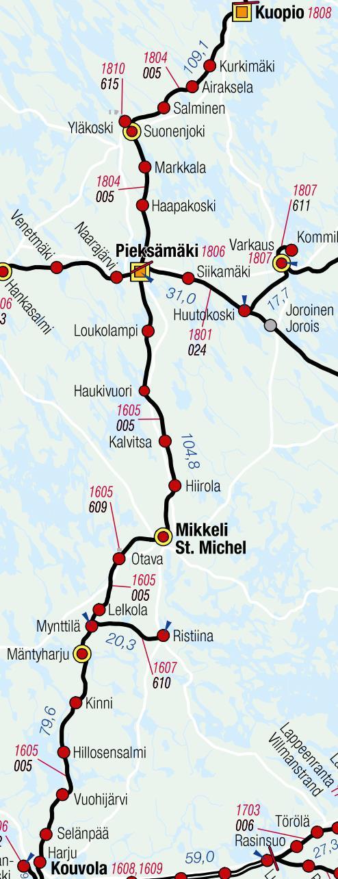 Kouvola Kuopio nopeuden nosto Tarveselvitys valmistunut 10/2018 LINKKI taustana vuosina 2015 ja 2017 tehdyt tarvemuistiot Tavoitteena löytää kustannustehokkaimmat toimenpiteet henkilöjunien