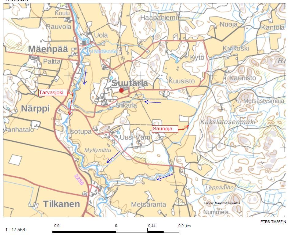 km². Tarvasjoki on pintavesityypiltään keskisuuri savimaiden joki. Sen ekologinen tila on välttävä. Tarvasjoki kuuluu Kokemäenjoen-Saaristomeren-Selkämeren vesienhoitoalueeseen. Kuvassa 5.