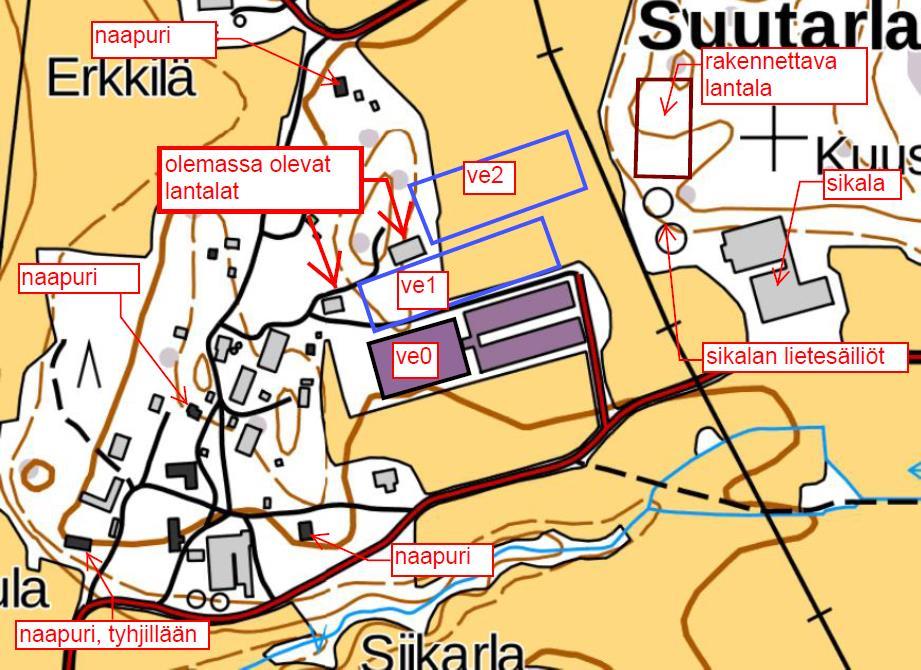 Kuva 2.1 Hankeen sijoittuminen. Etäisyys Kyrön taajamaan on noin 6 kilometriä ja Tarvasjoentaajamaan noin 8 kilometriä.