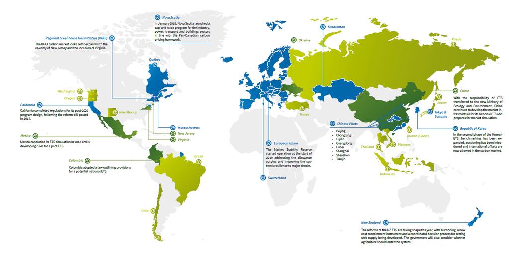 01/04/2019 Footertext 2 PÄÄSTÖMARKKINAT GLOBAALISTI Lähde: International Carbon Action Partnership, emission