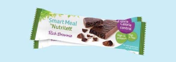 Nutrilett Smart Meal bar Rich Brownie AINESOSAT maitoproteiini, glukoosisiirappi, suklaa (17 %) (sokeri, kaakaomassa, kaakaovoi, emulgointiaine (soijalesitiini)), oligofruktoosi,