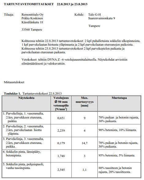 5 Vetolujuuden ja tartuntalujuuden