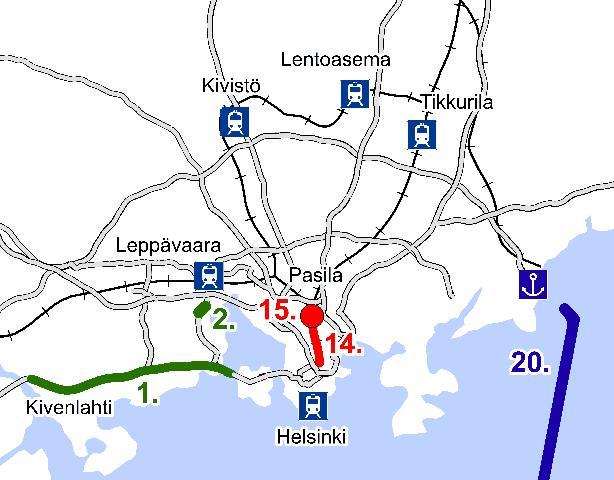 Mt 438 Vekaransalmen silta RATAHANKKEET 14. Helsingin ratapihan parantaminen 15. Keski-Pasilan länsiraide 16.