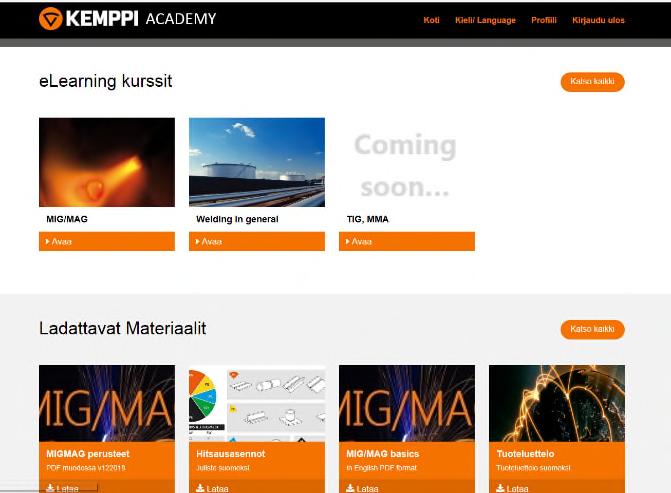 Kemppi Academy Kouluttajat voivat ladata uusinta materiaalia