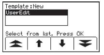 Kirjoituspohjien luominen/muokkaaminen ohjelmoitavia palloantenneja varten Kirjoituspohja-näytöllä (User Template Screen) käyttäjä voi luoda ja muokata kirjoituspohjia ohjelmoitavia