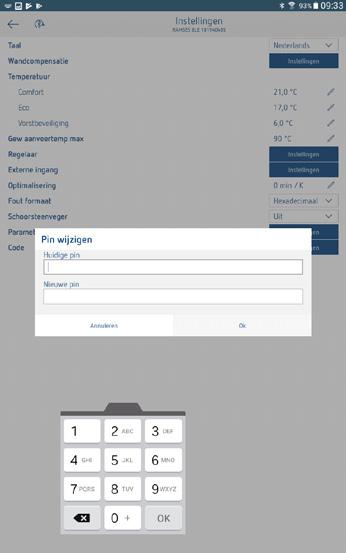 8. PIN Met deze functie kunt u een nieuwe PIN afgeven. De PIN is in de fabriek op 0 ingesteld.