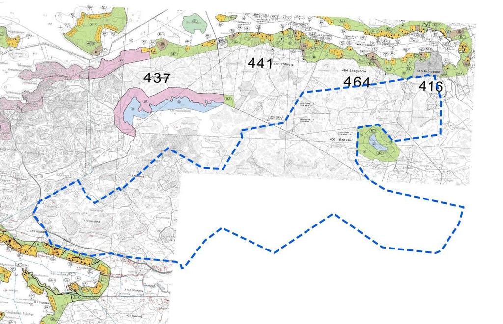 Yhdistelmä Kemiön rantaosayleiskaavasta (pohjoisessa) ja Dragsfjärdin läntisen saariston rantaosayleiskaavasta (lounaiskulma), sekä suunnittelualueen ohjeellinen rajaus sinisellä katkoviivalla. 2.5.
