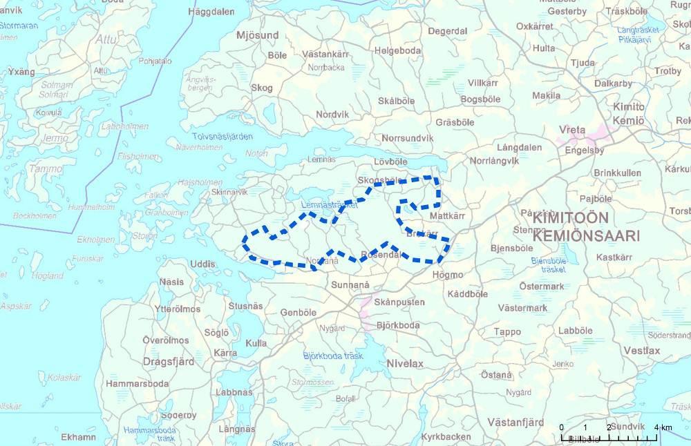 NORDANÅ LÖVBÖLEN TUULIVOIMAPUISTON OSAYLEISKAAVA Kaava-alueen likimääräinen sijainti ja rajaus.
