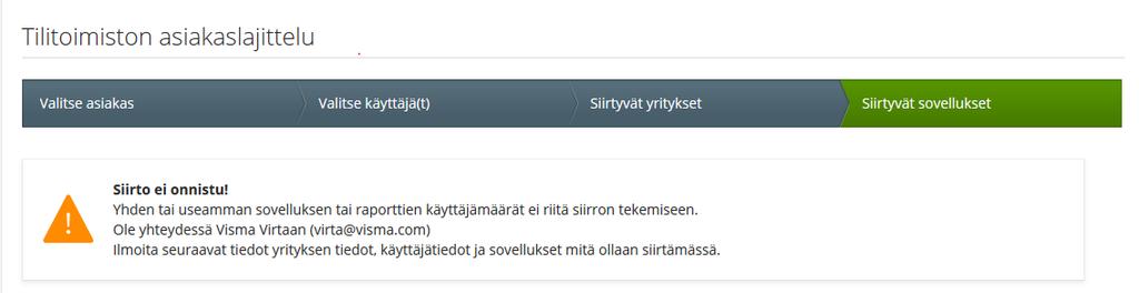 3.5 Siirtyvät sovellukset Siirto estetty ohjelman toimesta?