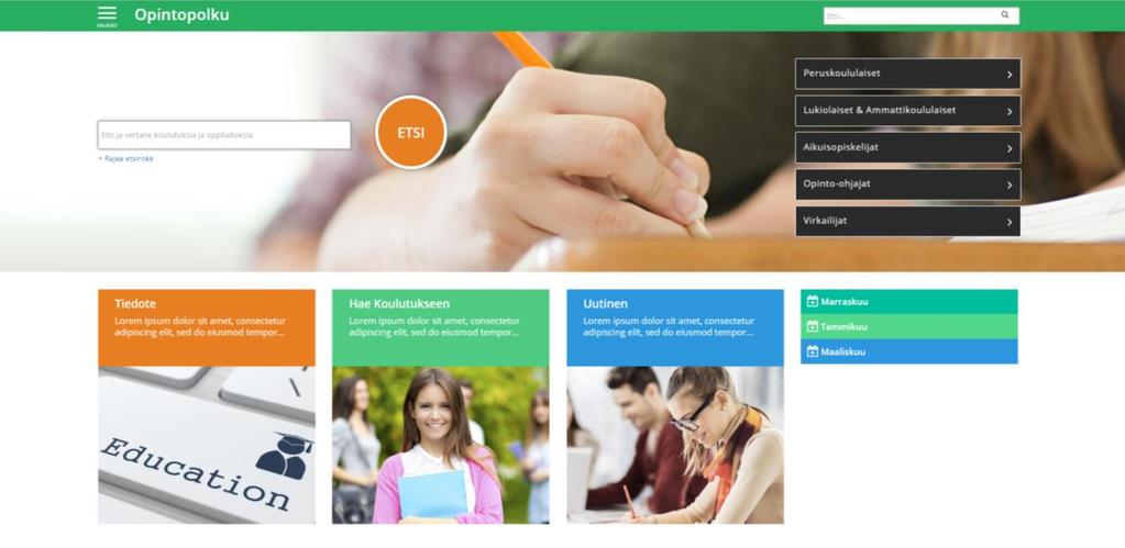 Opintopolku.fi - saavutettava, mobiilikäyttöinen, selkeä https://testi.opintopolku.