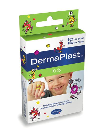 Dermaplast lasten laastari 30-535640 lajitelma 20 DermaPlast Antibacterial antibakteerinen lasten laastari Vedenkestävä, likaa hylkivä ja