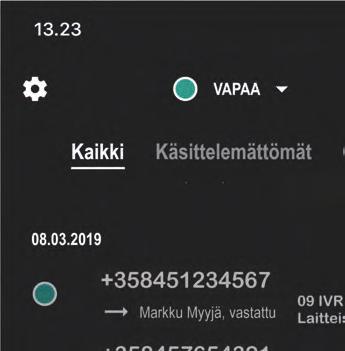 3 1. PUHELIMEN PERUSNÄYTTÖ JA KUVAKKEIDEN MERKITYKSET Kuva 1. Perusnäytön valikoiden ja kuvakkeiden selitteet. Asetukset -valikko.