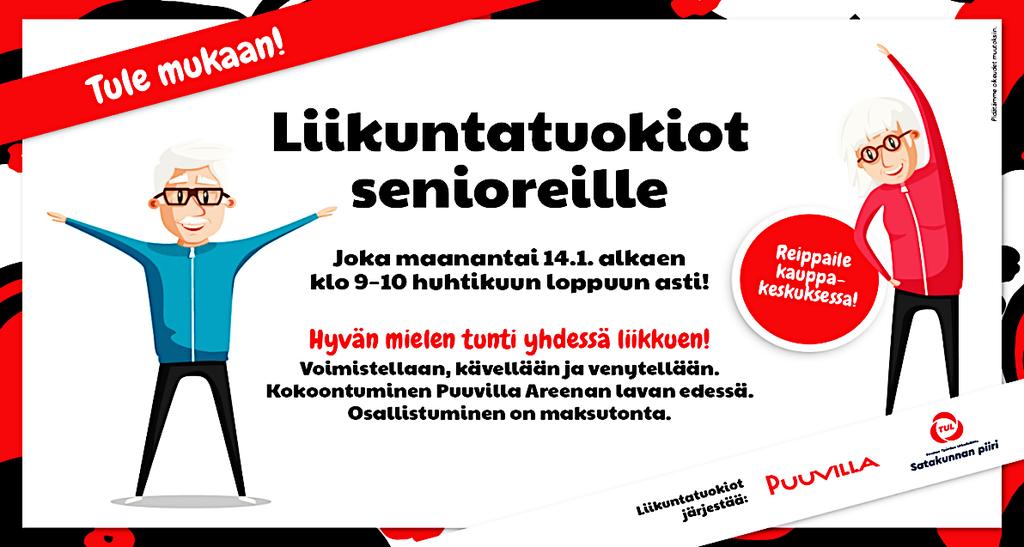 Б10-Б13. Посмотри на объявление и ответь на вопросы (0-12 баллов). Б10. Kenelle liikuntatuokiot on tarkoitettu? Б11. Mikä on liikuntatuokioiden osallistumismaksu? Б12.