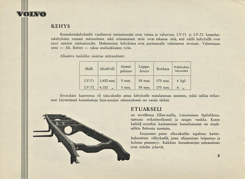 Ab. takaa VOM.VO KEHYS Konealustakehykseltä vaadittavat ominaisuudet ovat voima ja vakavuus.