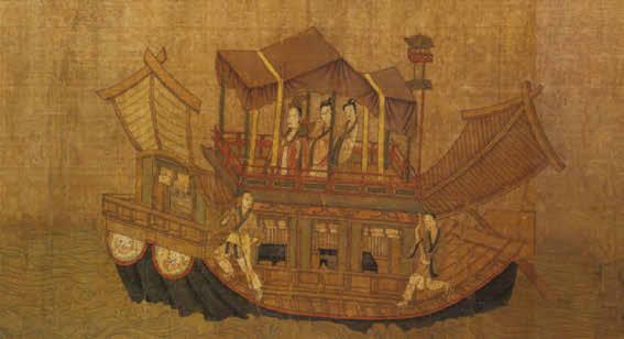 5-6 River ship with a Xuanfeng traction-trebuchet catapult on its top deck, taken from an illustration in the «Wujing Zongyao» 1 044.
