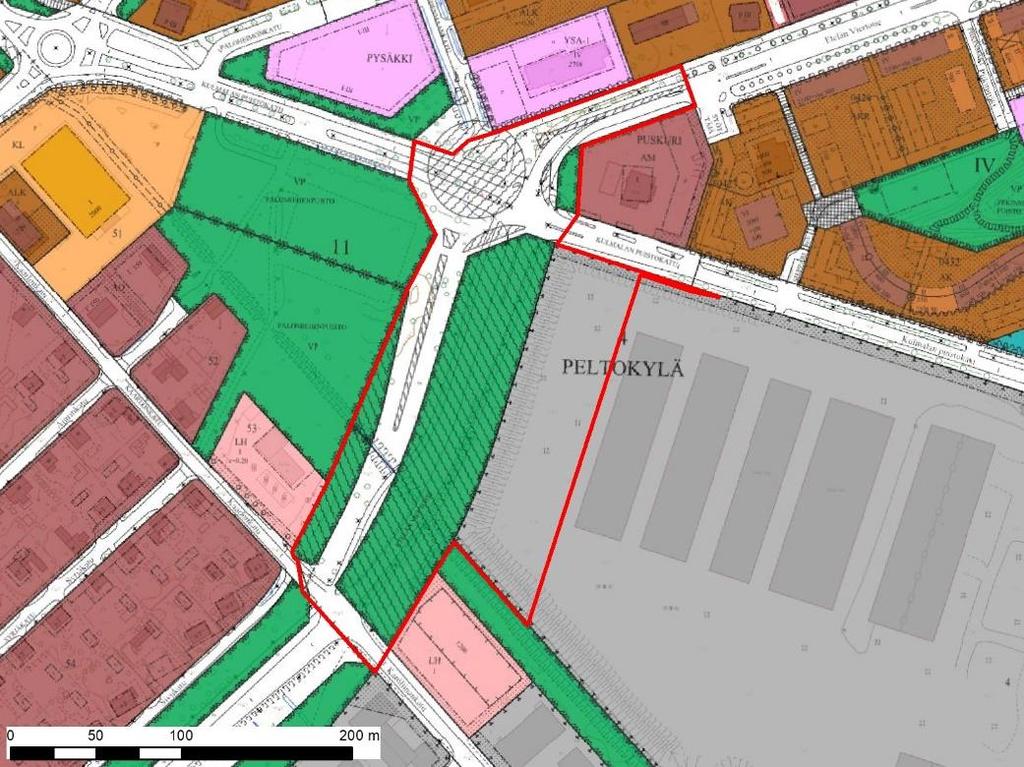 Ote ajantasa-asemakaavasta, jossa taustalla on pohjakartta. Suunnittelualue näkyy punaisella rajattuna. Rakennusjärjestys Riihimäen kaupungin rakennusjärjestys on tullut voimaan 1.2.2012.