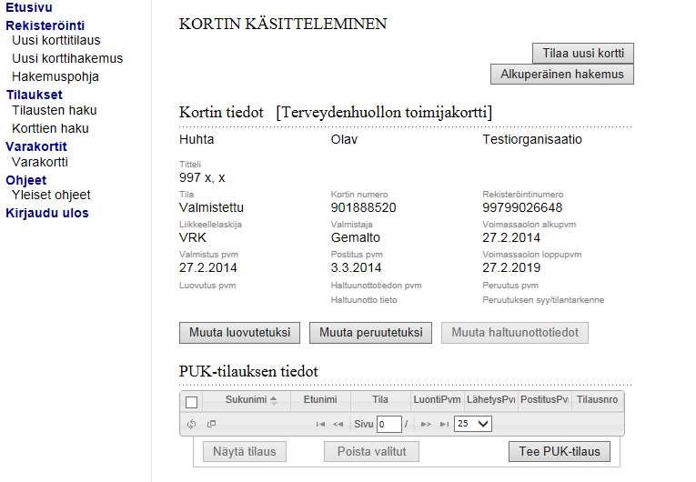 REKISTERÖINTIOHJE 6 (8) kortinhaltijoille.